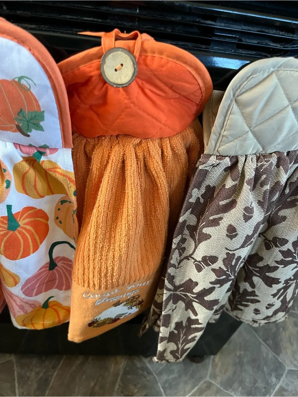 Set of three Hanging Kitchen Towel Set - Orange